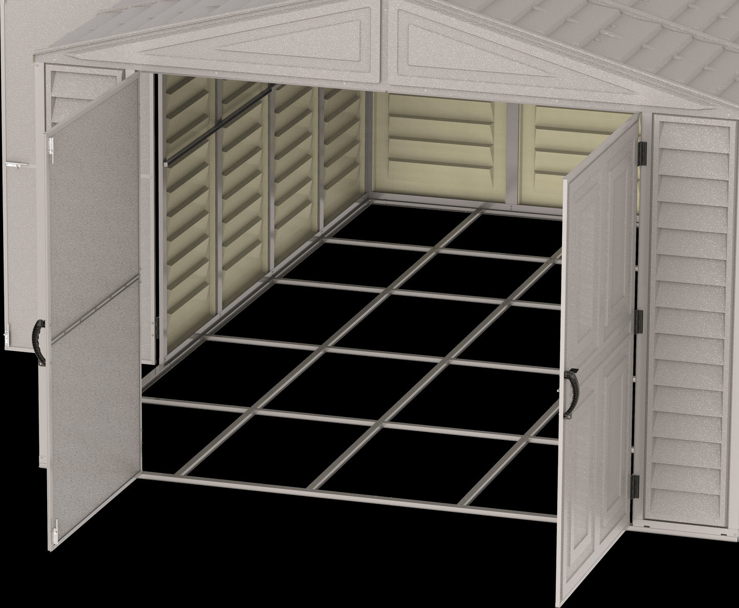 Duramax Vinyl Garage 10.5x15.5 w/ Foundation 2 Windows Floor Details 15026