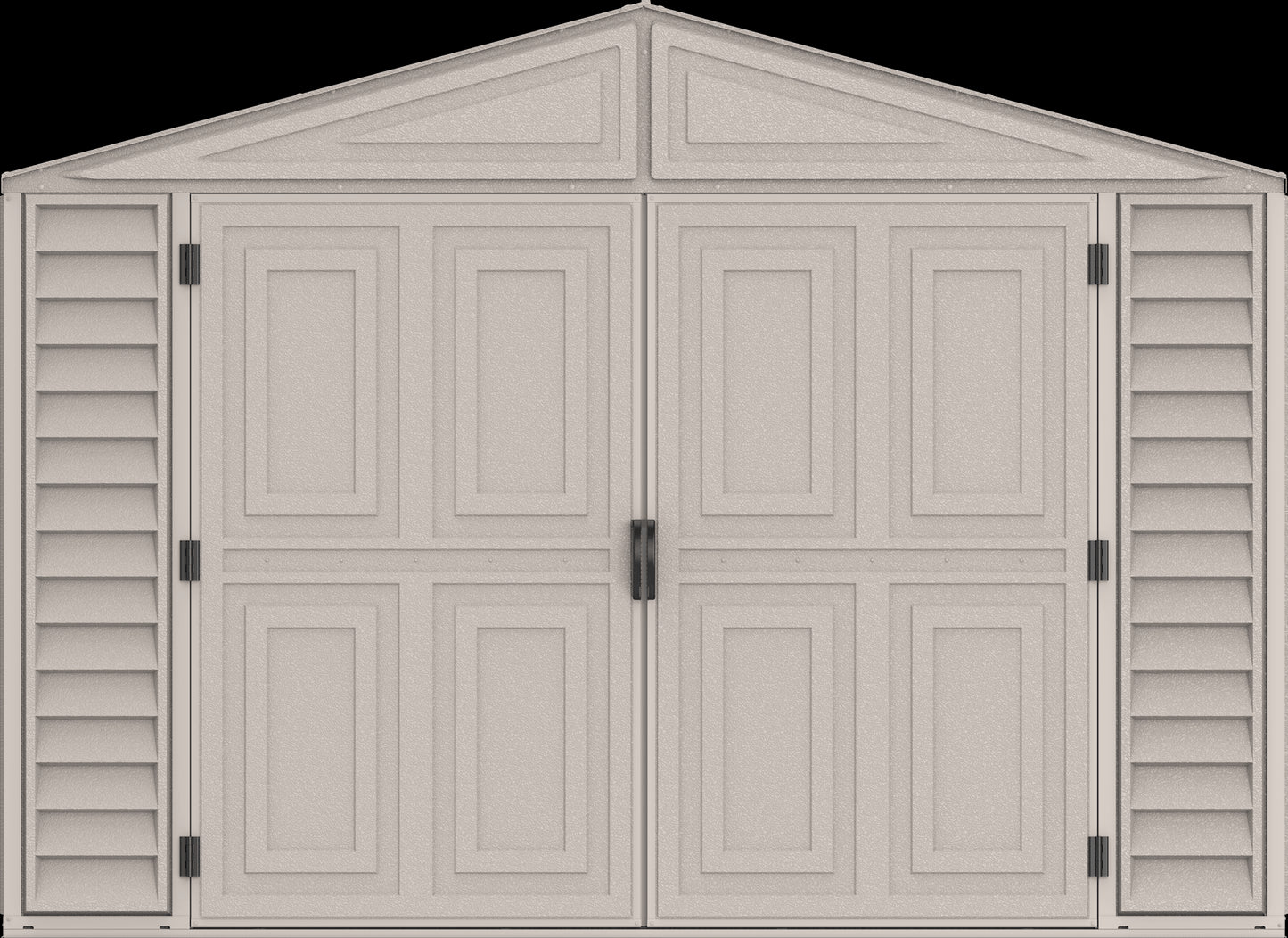 Duramax Vinyl Garage 10.5x15.5 w/ Foundation 2 Windows Front Door View 15026