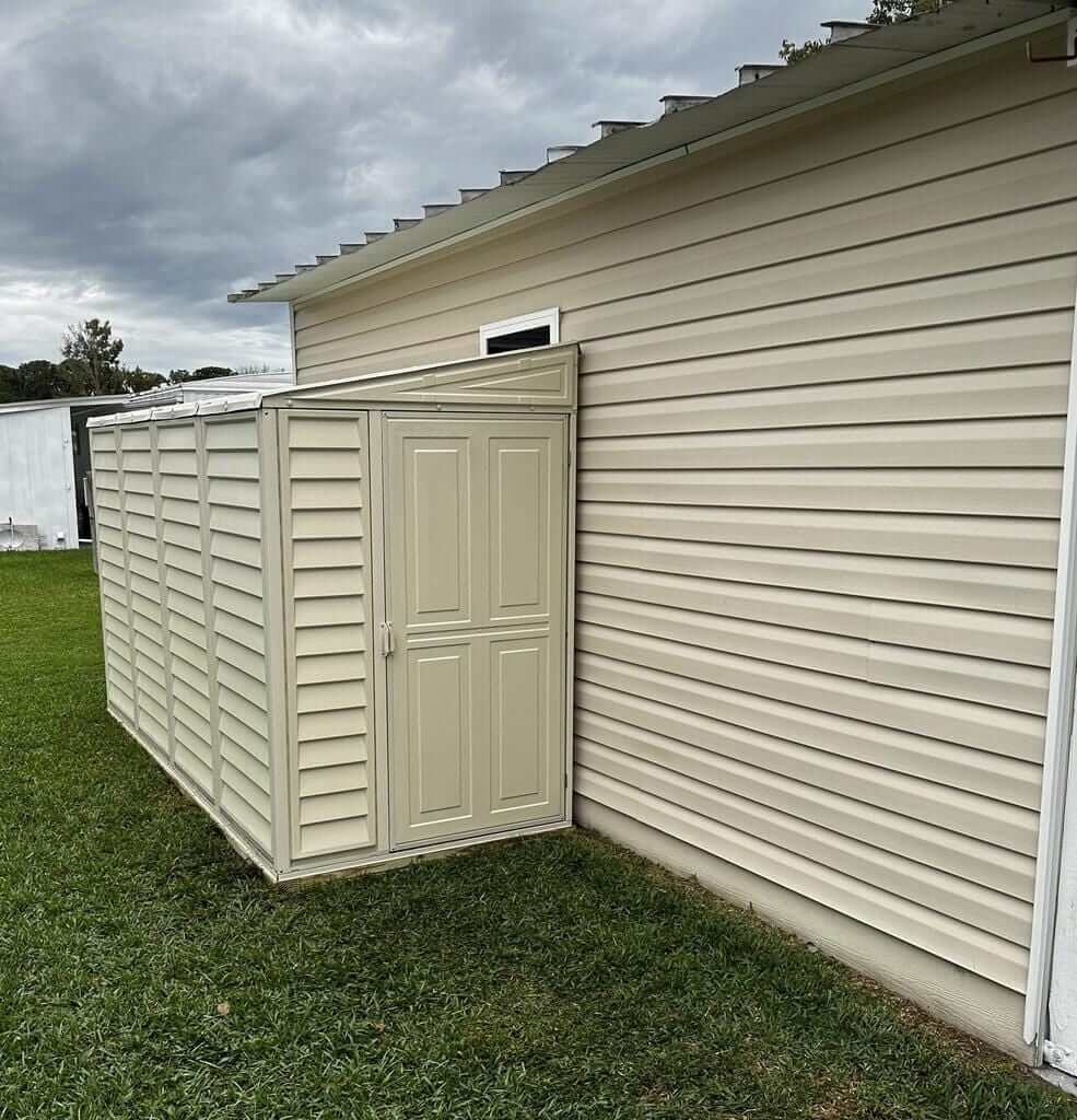 Duramax 4x10 Sidemate Shed w/foundation back view 06725