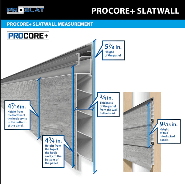 Proslat 8 ft.  x 4 ft. PROCORE+ Gray Wood PVC Heavy-Duty Slatwall Rack – 4 Pack 128 sq ft 87741K
