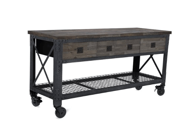 Duramax 3-Drawer Rolling Workbench Aged Espresso Side View 68001E