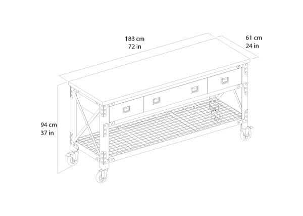 Duramax 72"Wx24"D 3-Drawer Rolling Workbench Measurements 68001M