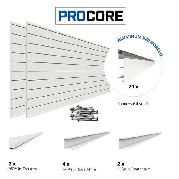Proslat 8 ft. x 4 ft. PROCORE Wall Storage Panels White – 2 Pack 64 sq ft 87722K