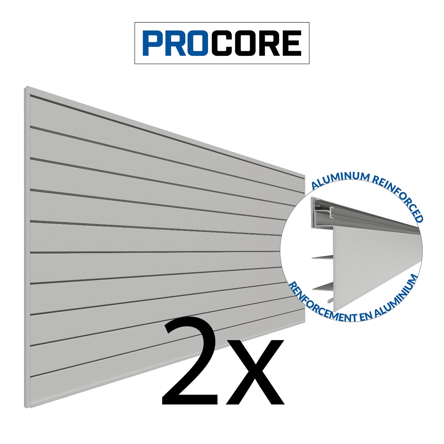 Proslat PROCORE 2 Pack - 8 ft. x 4 ft. Slatwall - Gray 87729K