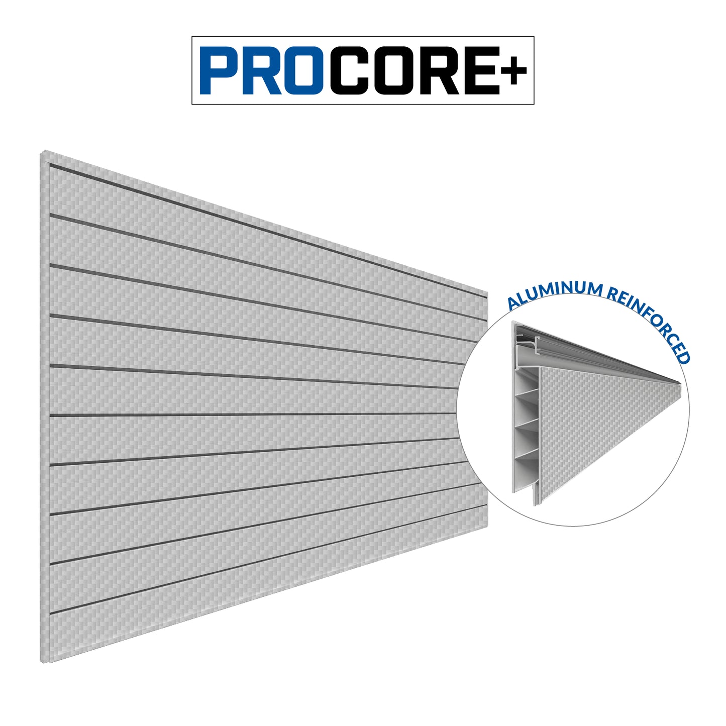 Proslat 8 ft. x 4 ft. PROCORE+ Silver Gray Carbon fiber PVC Slatwall 87777