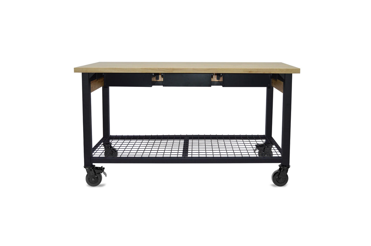 Duramax Rove 62 in. x 24 in. 3-Drawer Mobile Workbench with Solid Wood Top 68004