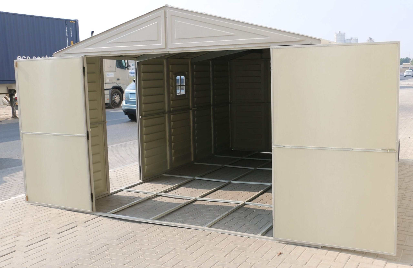 Duramax Spacious Vinyl Storage Garage w/ Foundation 2 Windows 15026