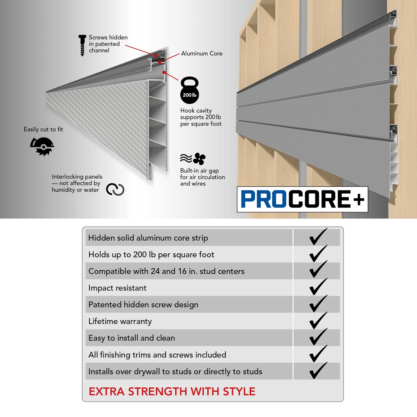 Proslat Carbon Fiber Finish Slatwall 87777