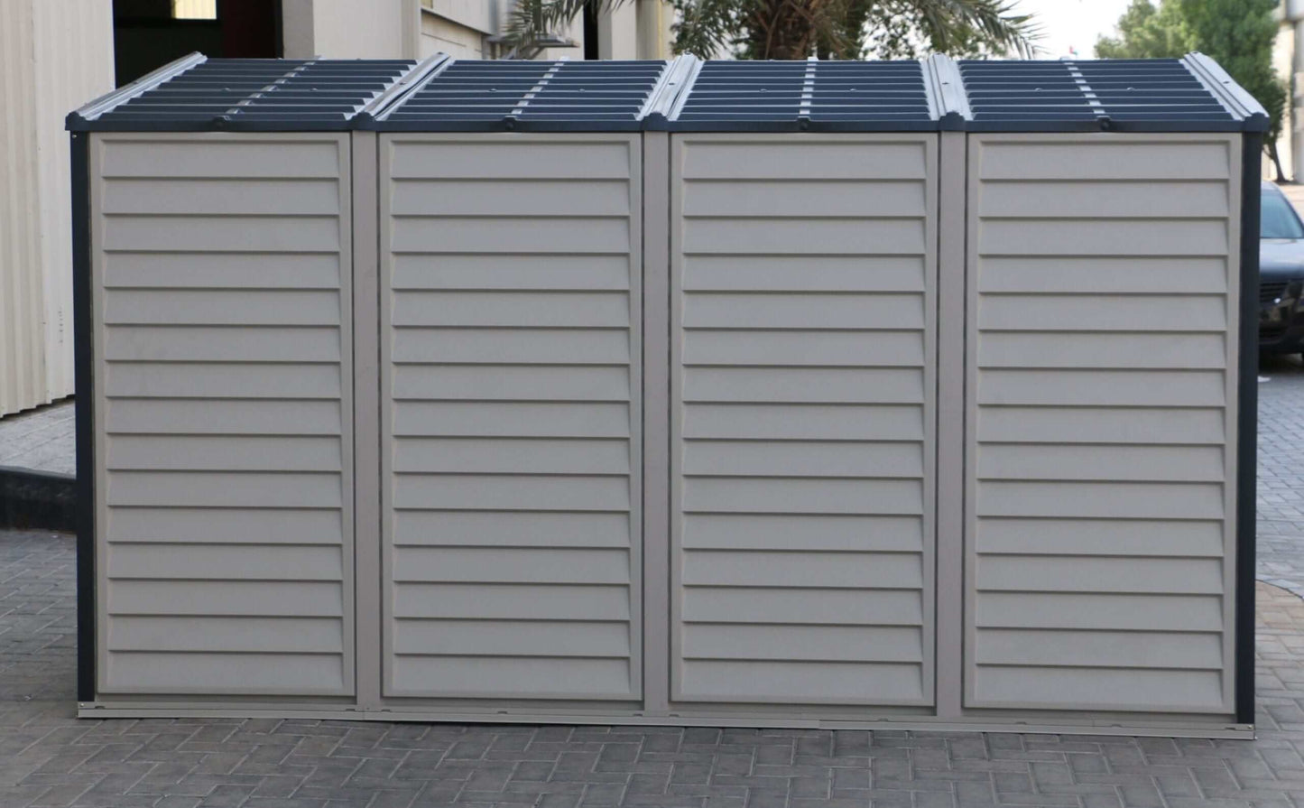 Duramax 4x10 Sidemate Shed w/ Foundation Adobe Side View 36725