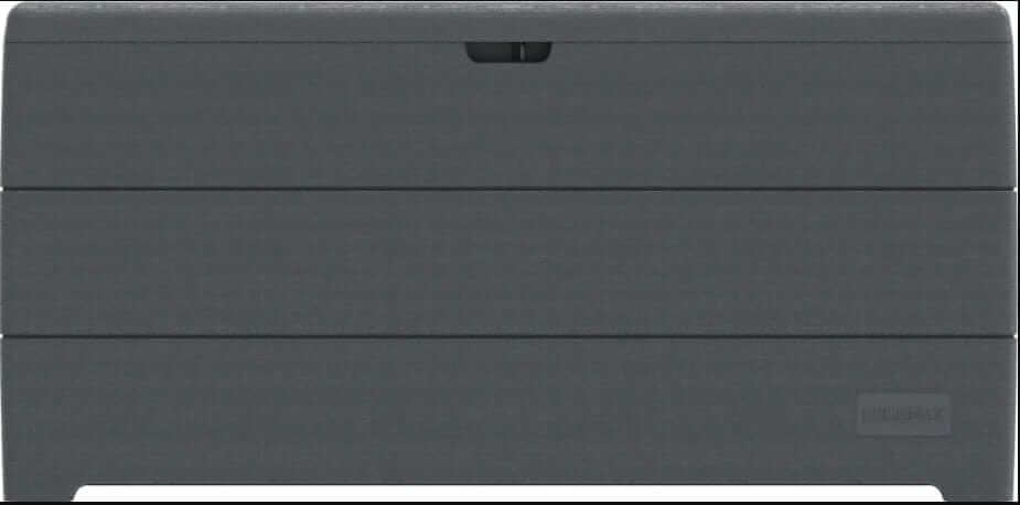 Duramax 110 Gal. Cedar Grain Deck Box Gray Front View 86603