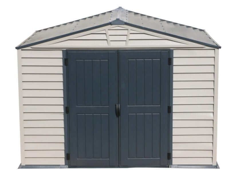 Duramax 10.5' x 8' Storemax Plus Vinyl Shed Kit with Floor Front View 30225
