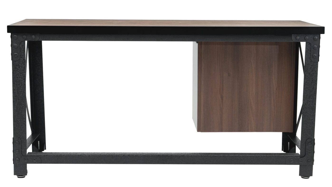 Duramax Jackson 62" Industrial Metal & Wood desk with drawers back details 68050