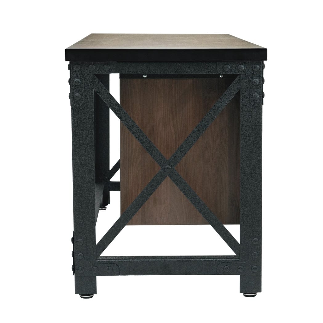 Duramax Jackson 62" Industrial Metal & Wood desk with drawers side 68050