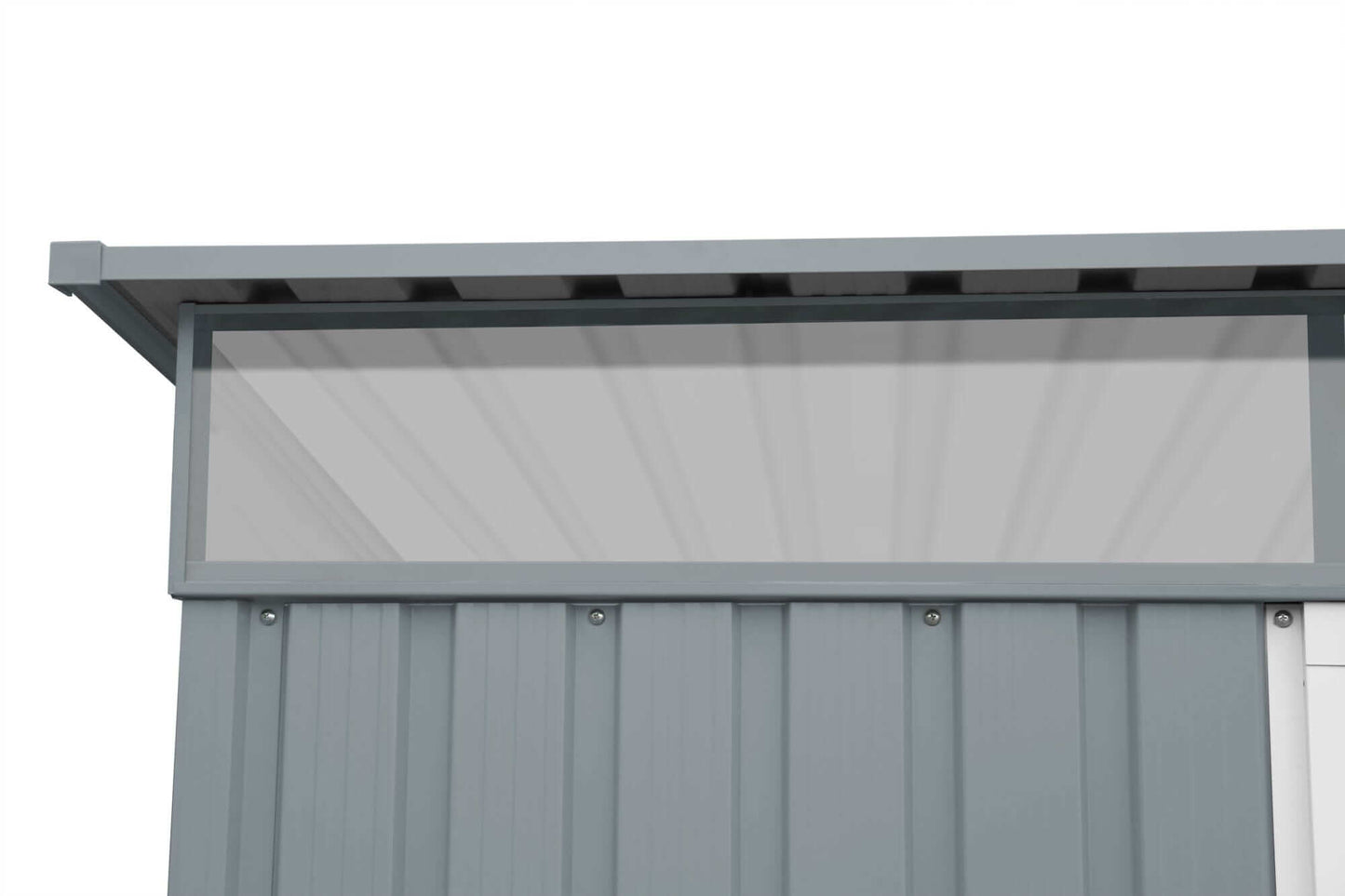 Duramax 8x6 Top Pent Roof w/ Skylight - Light Gray Wall Details 20552