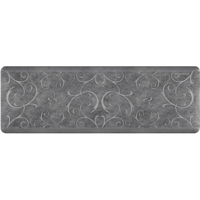 Wellnessmats Bella Estates Shades of Silver EB62WMRBNGRY,Slate A recyclable kitchen rug. Anti-microbial floor mat that gives comfort to your feet.