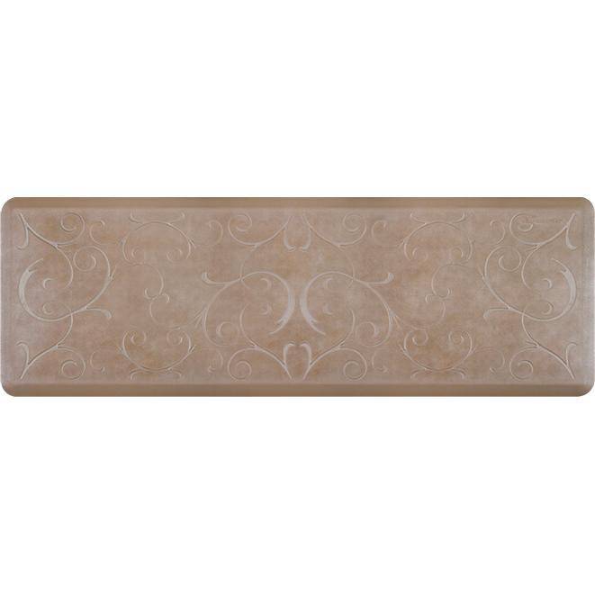 Wellnessmats Bella Estates Shades of Silver EB62WMRBNTAN,Sandstone Kitchen floor mats that resist punctures, heat, dirt and stains. A floor mat that provides cushion and nonslip surface.