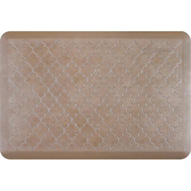 Wellnessmats Trellis Estates Shades of Silver ET32WMRBNTAN,Sandstone Kitchen floor mats that resist punctures, heat, dirt and stains. A floor mat that provides cushion and nonslip surface.