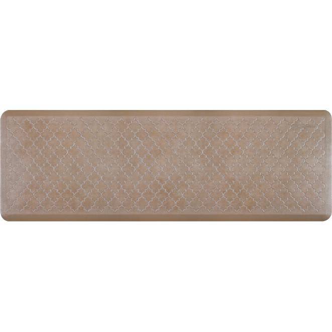 Wellnessmats Trellis Estates Shades of Silver ET62WMRBNTAN,Sandstone A kitchen rug that relieves pressure and discomfort. A non-toxic ergo mat.