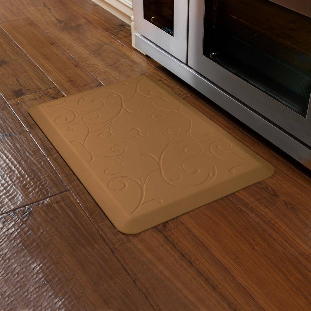 WellnessMats Bella Motif 3' X 2' MB32WMRTAN, Tan A kitchen rug that relieves pressure and discomfort. A non-toxic ergo mat.