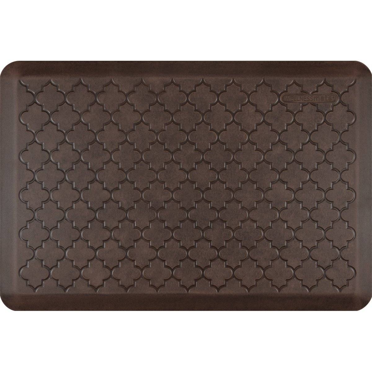 WellnessMats Trellis Antique 3'X2' MT32WMRDB, Antique Dark A popular floor mat with elegant design. A kitchen mat that gives padded support.