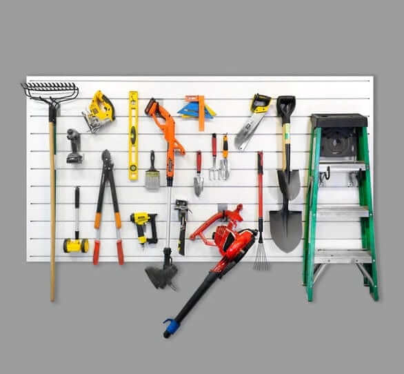 Proslat 8 ft. x 4 ft. PVC Slatwall Hanging System - 4 pack 128 sq ft Charcoal P88405