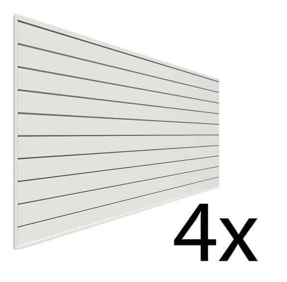Proslat 8 ft. x 4 ft. PVC Slatwall - 4 pack 128 sq ft White P88402