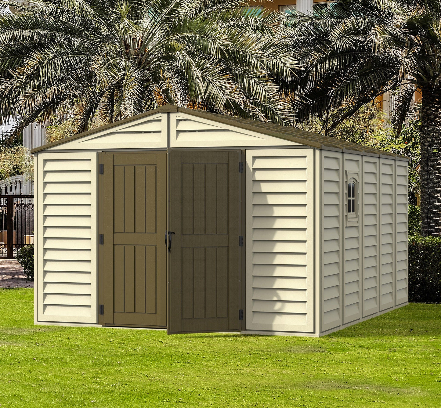 Duramax 10.5' x 13' Woodbridge Vinyl Shed with Foundation 40234 CA