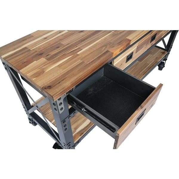 Duramax Darby 72" Metal & Wood Kitchen Island Desk w/ Drawers Drawer Details 68051