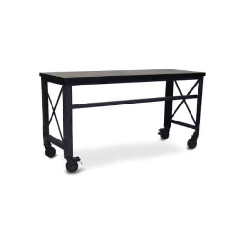 Duramax 62 in x 24 in Rolling Industrial Worktable Desk with Solid Wood Top