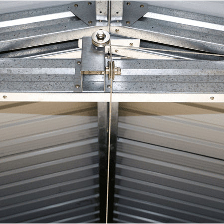 Duramax 12'x26' Imperial Metal Garage Dark Gray w/ White Trim Ceiling Details 55151