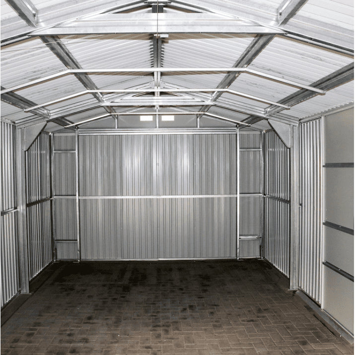 Duramax 12'x20' Imperial Metal Garage Dark Gray w/ White Trim Interior Details 50951