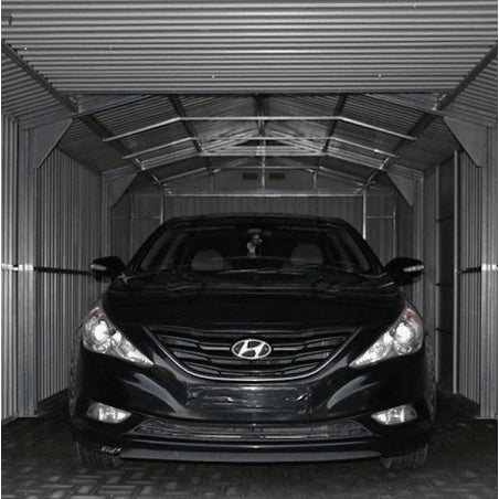 Duramax 12'x26' Imperial Metal Garage Dark Gray w/ White Trim Interior View 55151