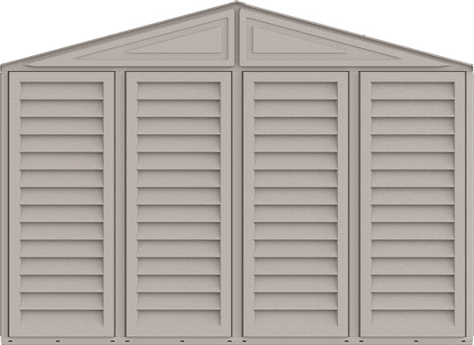 Duramax Vinyl Garage 10.5x26 w/ Foundation 2 Windows Front Door View 15426