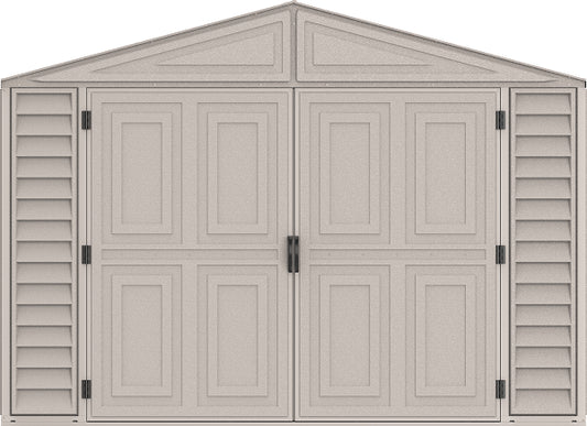 Duramax Vinyl Garage 10.5x23 w/ Foundation 2 Windows Front Door View 15326