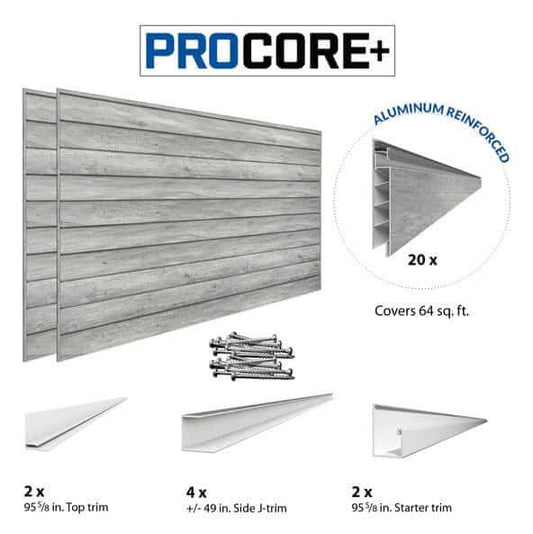 Proslat PROCORE+ Gray Wood Slatwall Ultimate Bundle 37109K