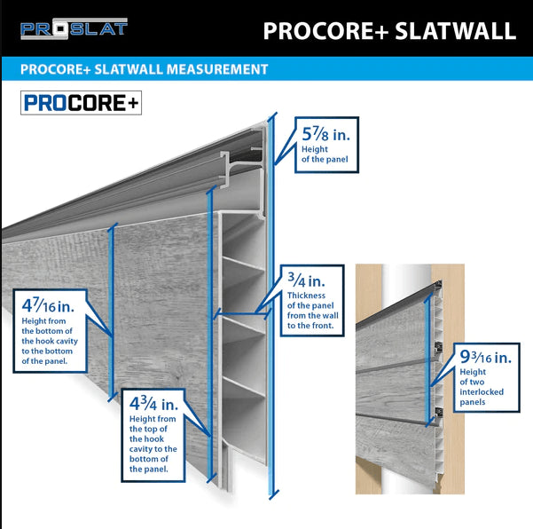 Proslat 8 ft. x 4 ft. PROCORE+ Gray Wood PVC Slatwall 87771