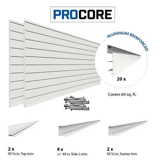 Proslat 8 ft. x 4 ft. PROCORE PVC Garage Wall Storage Solution White – 3 Pack 96 sq ft 87732K