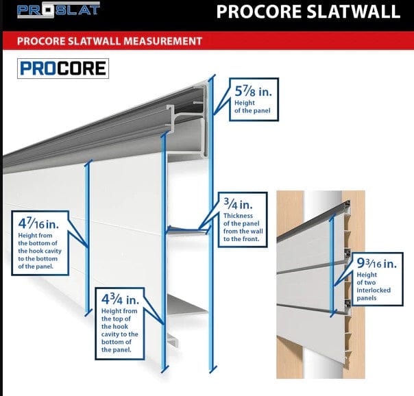 Proslat 8 ft. x 4 ft. PROCORE PVC Slatwall White – 4 Pack 128 sq ft 87742K