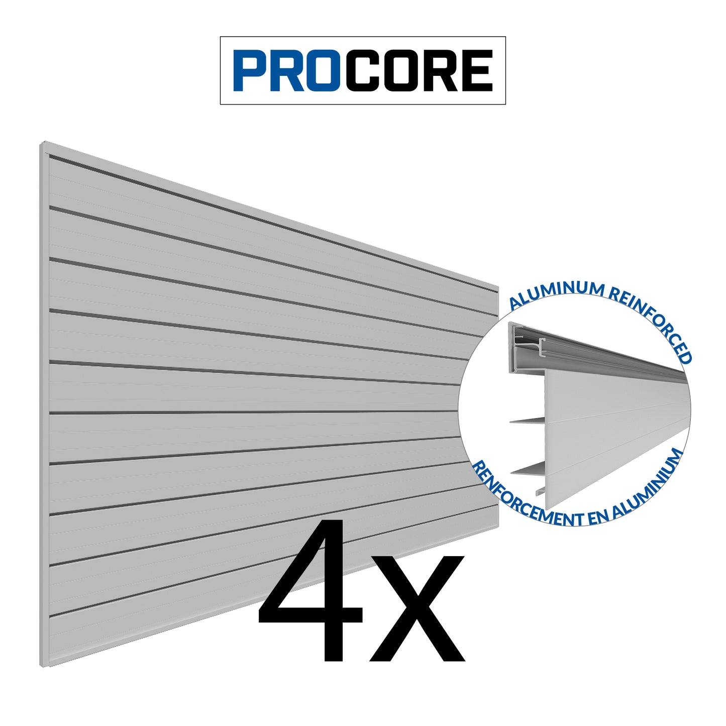 Proslat PROCORE 4 Pack - 8 ft. x 4 ft. Slatwall - Gray 87749K