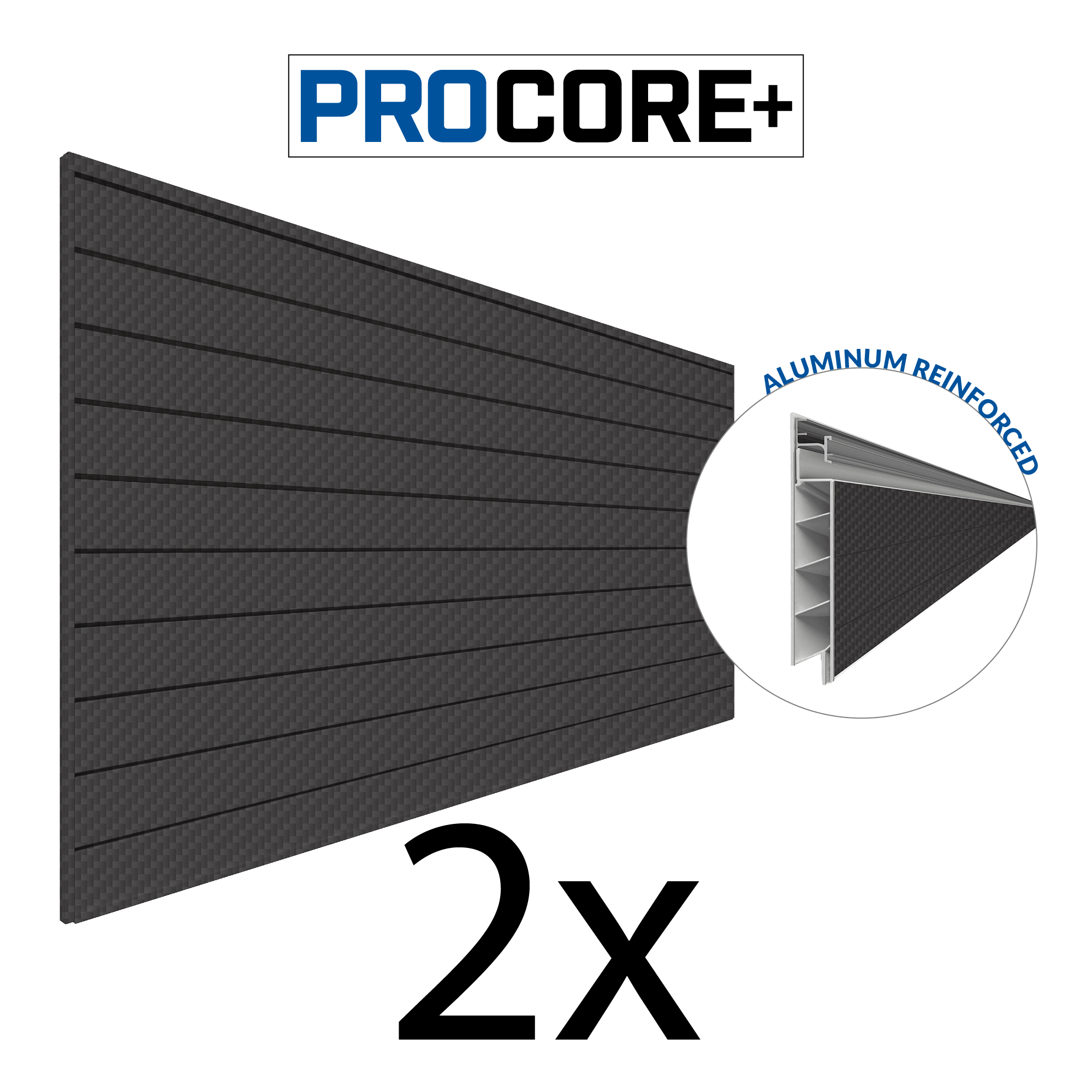 Proslat 8 ft. x 4 ft. PROCORE+ Carbon Fiber PVC Slatwall - 2 Pack 64 s ...