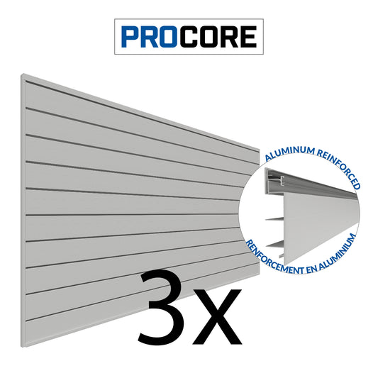 Proslat PROCORE 3 Pack - 8 ft. x 4 ft. Slatwall - Gray 87739K