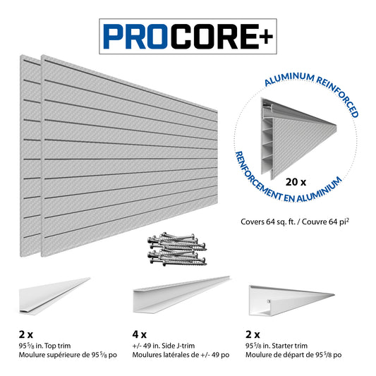 Proslat 8 ft.  x 4 ft. PROCORE+ Silver Gray Carbon Fiber Workshop Wall Organizer – 4 Pack 128 sq ft 87747K