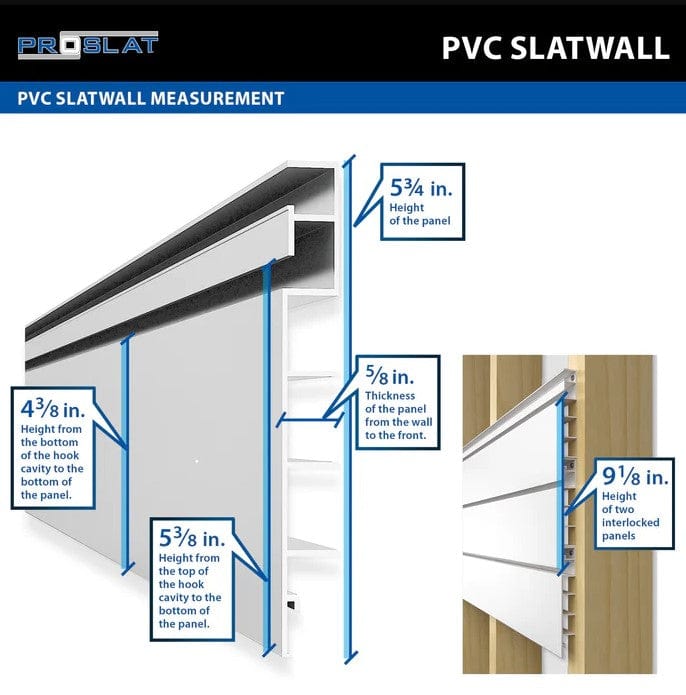 Proslat 4 ft. x 8 ft. PVC Slatwall – 4 pack 128 sq ft - FREE Ultimate Kit Light Gray P88427