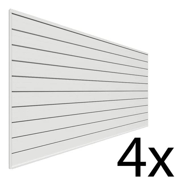 Proslat 4 ft. x 8 ft. PVC Slatwall – 4 pack 128 sq ft - FREE Ultimate Kit White P88422