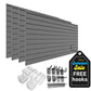 Proslat 4 ft. x 8 ft. PVC Slatwall – 4 pack 128 sq ft - FREE Ultimate Kit Light Gray P88427