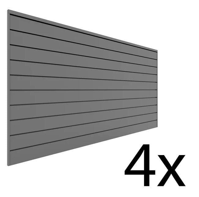 Proslat 4 ft. x 8 ft. PVC Slatwall – 4 pack 128 sq ft - FREE Ultimate Kit Light Gray P88427