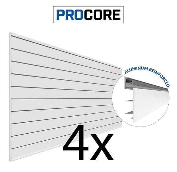 Proslat 8 ft. x 4 ft. PROCORE PVC Slatwall White – 4 Pack 128 sq ft 87742K