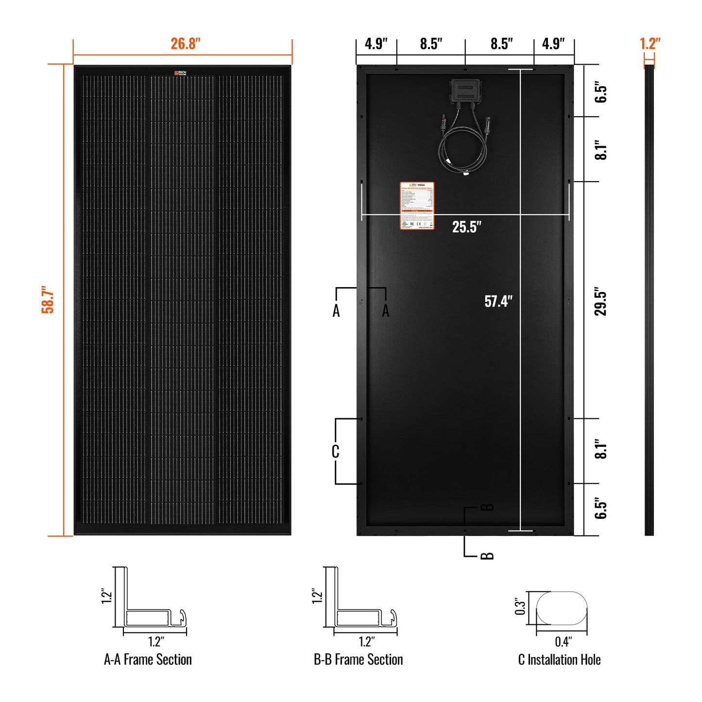 Rich Solar MEGA 200 MAX (PRO) 24V Monocrystalline Solar Panel.