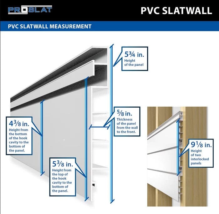 Proslat 4 ft. x 8 ft. PVC Slatwall – 2 pack 64 sq ft - FREE 20 Piece Hook Kit White P88222