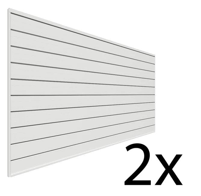 Proslat 4 ft. x 8 ft. PVC Slatwall – 2 pack 64 sq ft - FREE 20 Piece Hook Kit White P88222